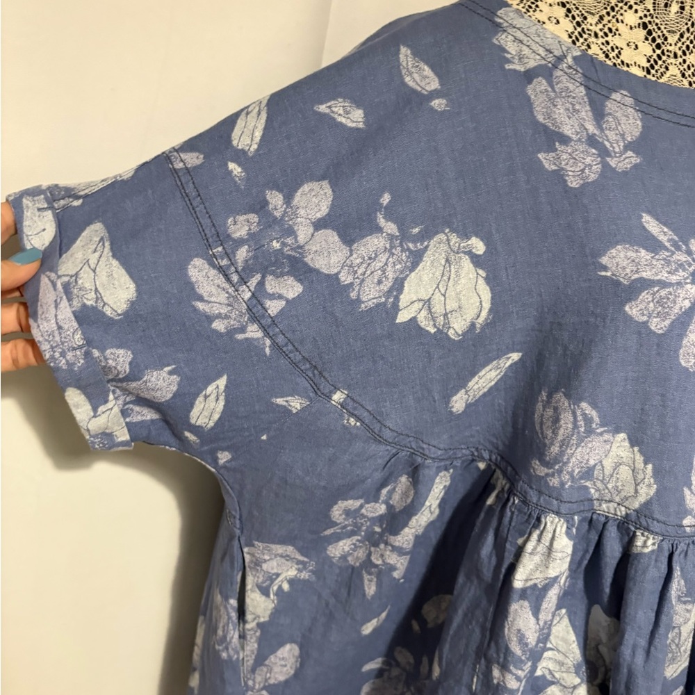 We The Free Blue Floral Tunic with White Print - Picture 7 of 14